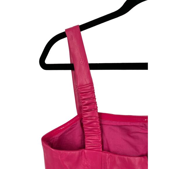 Rotate Dress Herlina Logo Embossed faux leather minidress pink size 8 - Picture 6 of 10